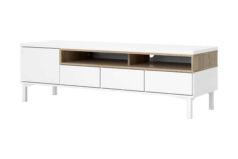 TV-taso Abner 155,7 cm - Valkoinen/tammi - Huonekalut - TV- & Mediakalusteet - Tv taso & Mediataso