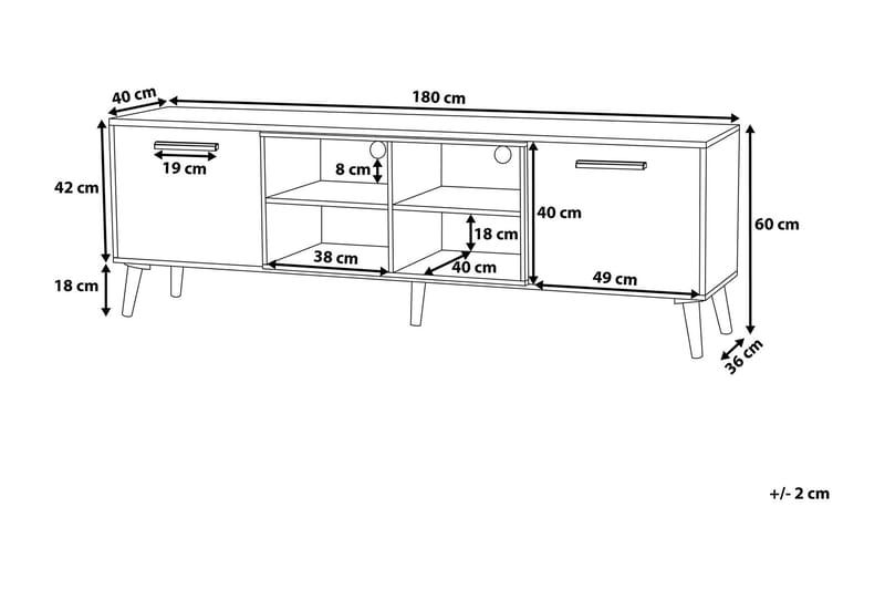 TV-taso Alloa 40x180 cm - Valkoinen - Huonekalut - TV- & Mediakalusteet - Tv taso & Mediataso