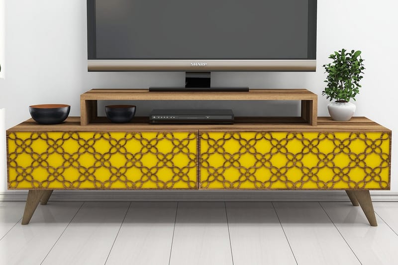 TV-taso Amtorp 140 cm - Ruskea/Keltainen - Huonekalut - TV- & Mediakalusteet - Tv taso & Mediataso