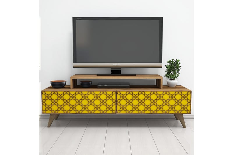 TV-taso Amtorp 140 cm - Ruskea/Keltainen - Huonekalut - TV- & Mediakalusteet - Tv taso & Mediataso