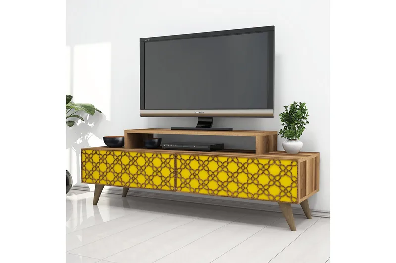 TV-taso Amtorp 140 cm - Ruskea/Keltainen - Huonekalut - TV- & Mediakalusteet - Tv taso & Mediataso