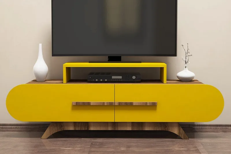 TV-taso Amtorp 145 cm, Ruskea/Keltainen