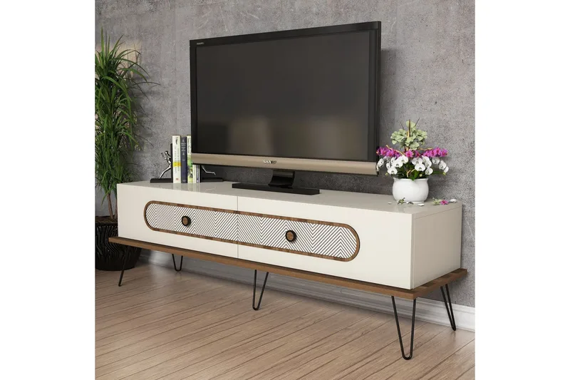 TV-taso Amtorp 145 cm - Ruskea/Valkoinen - Huonekalut - TV- & Mediakalusteet - Tv taso & Mediataso
