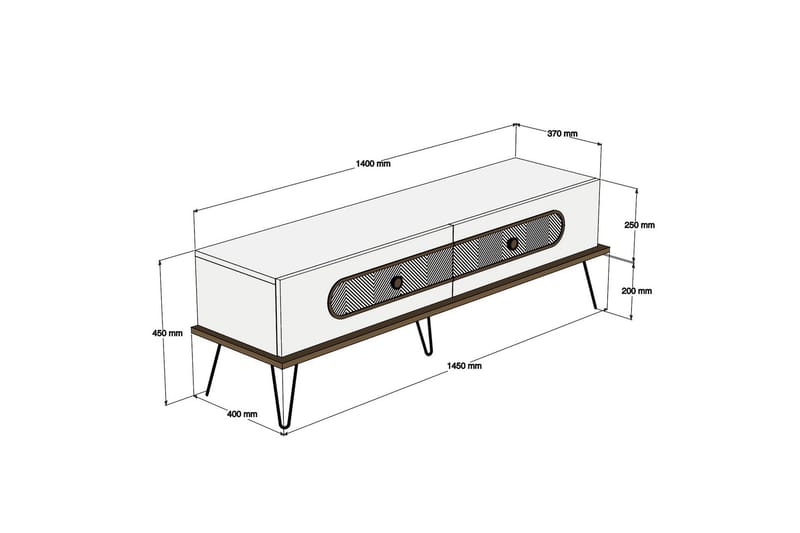 TV-taso Amtorp 145 cm - Ruskea/Valkoinen - Huonekalut - TV- & Mediakalusteet - Tv taso & Mediataso