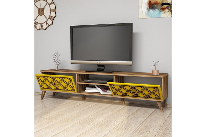 TV-taso Amtorp 180 cm - Ruskea/Keltainen - Huonekalut - TV- & Mediakalusteet - Tv taso & Mediataso