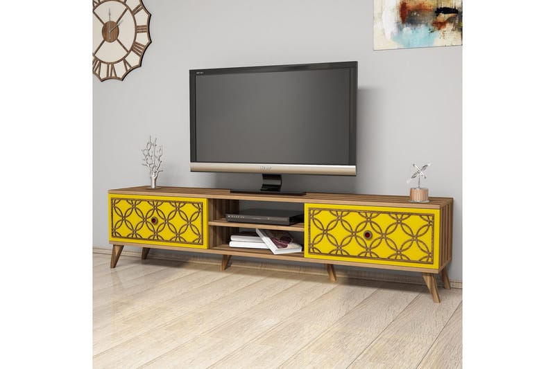TV-taso Amtorp 180 cm - Ruskea/Keltainen - Huonekalut - TV- & Mediakalusteet - Tv taso & Mediataso