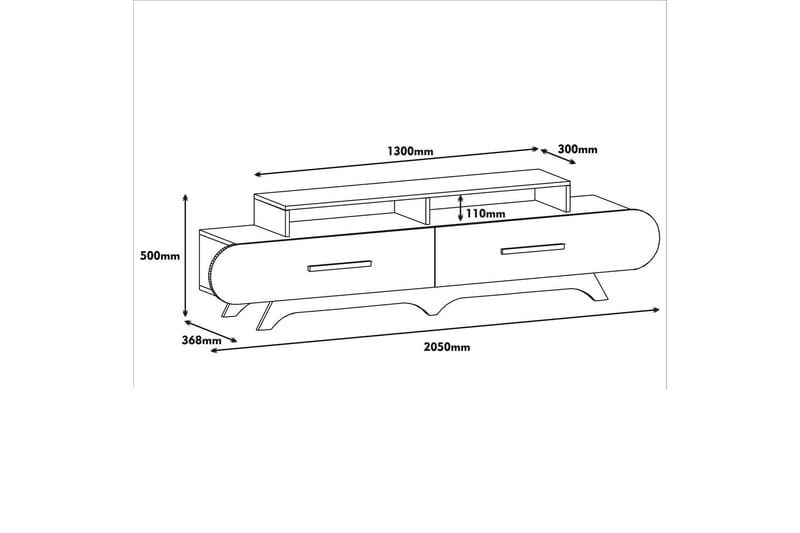 TV-taso Amtorp 205 cm - Ruskea/Keltainen - Huonekalut - TV- & Mediakalusteet - Tv taso & Mediataso
