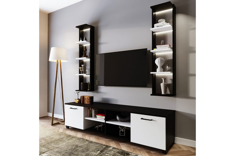 TV-taso Ancelle 180 cm - Musta/Valkoinen - Huonekalut - TV- & Mediakalusteet - Tv taso & Mediataso
