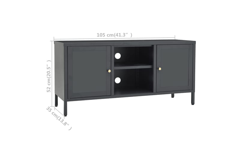 TV-taso antrasiitti 105x35x52 cm teräs ja lasi - Antrasiitti - Huonekalut - TV- & Mediakalusteet - Tv taso & Mediataso