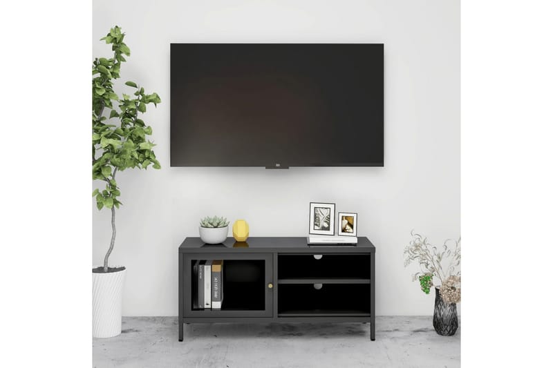 TV-taso antrasiitti 90x30x44 cm teräs ja lasi - Antrasiitti - Huonekalut - TV- & Mediakalusteet - Tv taso & Mediataso