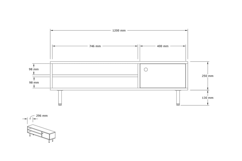 TV-taso Ashemark 120 cm - Luonnonväri - Tv taso & Mediataso