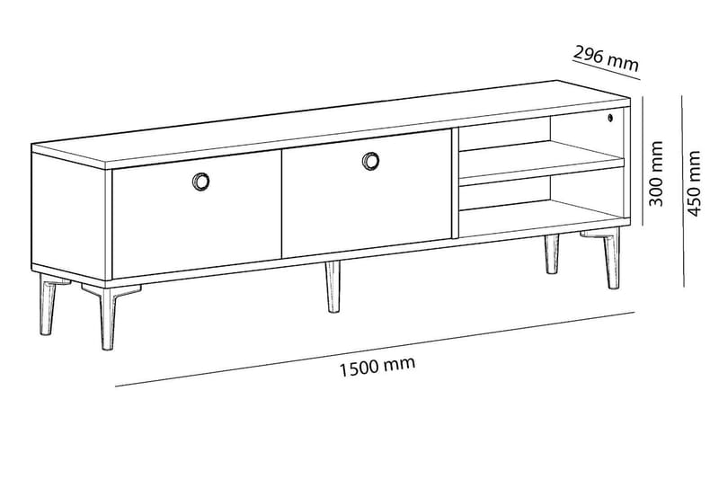 TV-taso Asshai 150 cm - Vaalea luonnonväri - Tv taso & Mediataso