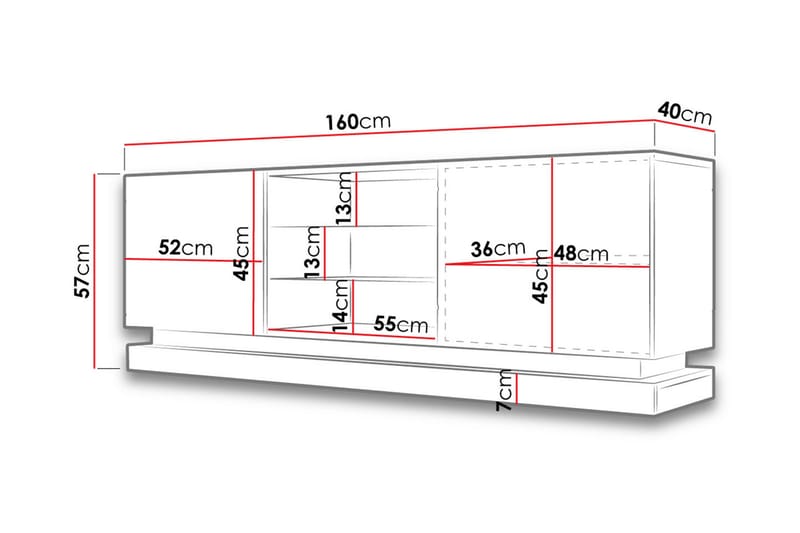 Tv-taso Barjols 160 cm - Musta - Huonekalut - TV- & Mediakalusteet - Tv taso & Mediataso