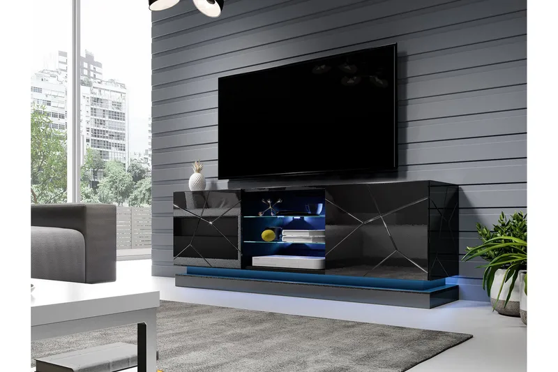 Tv-taso Barjols 160 cm - Musta - Huonekalut - TV- & Mediakalusteet - Tv taso & Mediataso