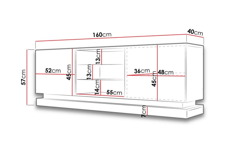 TV-taso Barjols 160 cm - Valkoinen Korkeakiilto - Huonekalut - TV- & Mediakalusteet - Tv taso & Mediataso
