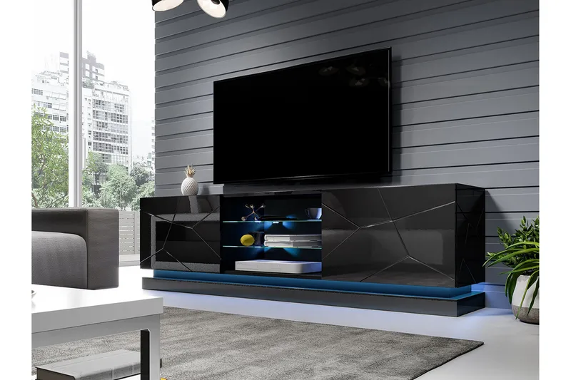 Tv-taso Barjols 200 cm - Musta - Huonekalut - TV- & Mediakalusteet - Tv taso & Mediataso