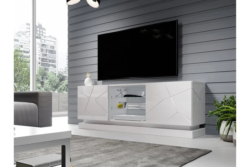 TV-taso Barjols 40x160 cm - Valkoinen/Korkeakiilto - Huonekalut - TV- & Mediakalusteet - Tv taso & Mediataso