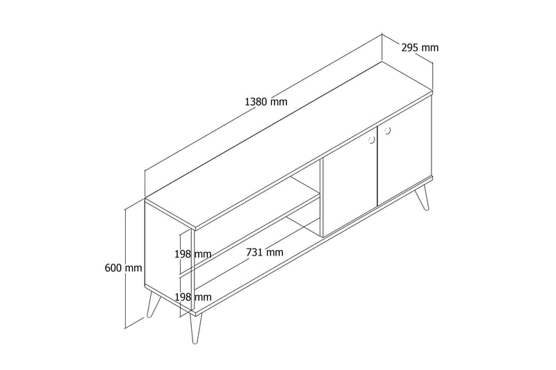 TV-taso Barler 138 cm - Luonnonväri - Tv taso & Mediataso