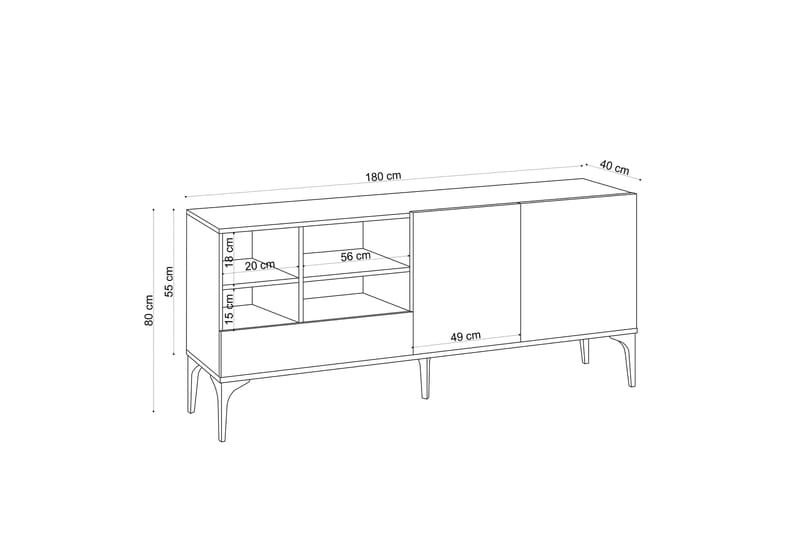 TV-taso Barranca 80 cm - Luonnonväri/Valkoinen - Tv taso & Mediataso