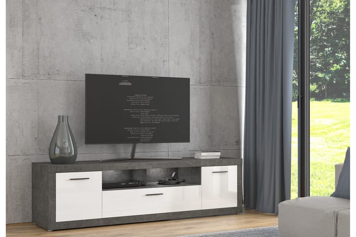 TV-taso Belchin 213 cm - Harmaa/Valkoinen - Tv taso & Mediataso