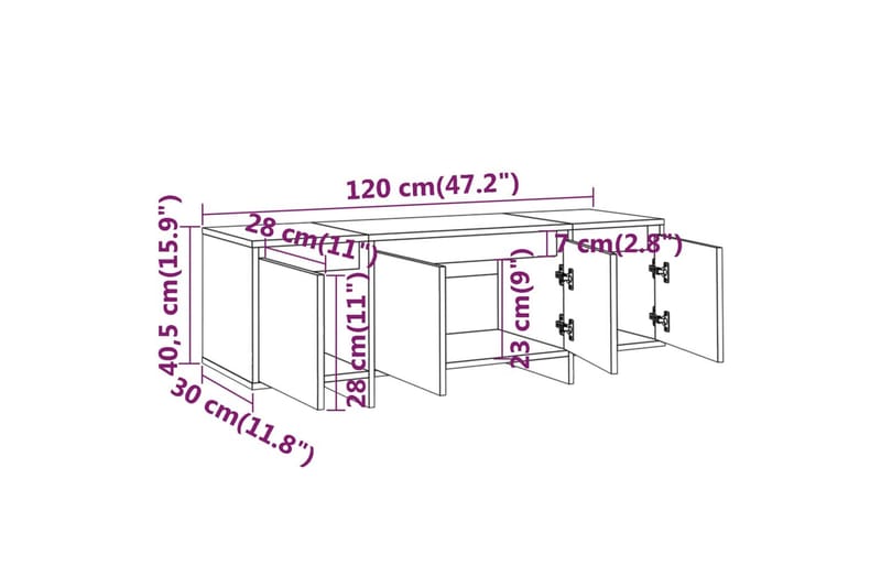 TV-taso betoninharmaa 120x30x40,5 cm lastulevy - Harmaa - Tv taso & Mediataso