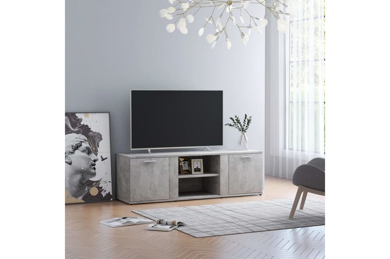 TV-taso betoninharmaa 120x34x37 cm lastulevy - Harmaa - Huonekalut - TV- & Mediakalusteet - Tv taso & Mediataso