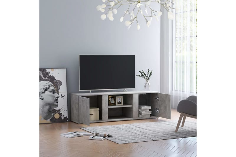 TV-taso betoninharmaa 120x34x37 cm lastulevy - Harmaa - Huonekalut - TV- & Mediakalusteet - Tv taso & Mediataso