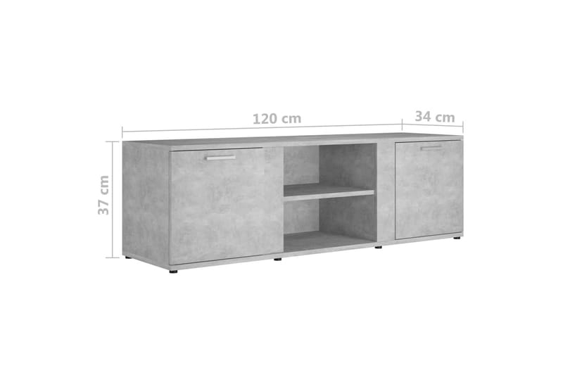TV-taso betoninharmaa 120x34x37 cm lastulevy - Harmaa - Huonekalut - TV- & Mediakalusteet - Tv taso & Mediataso