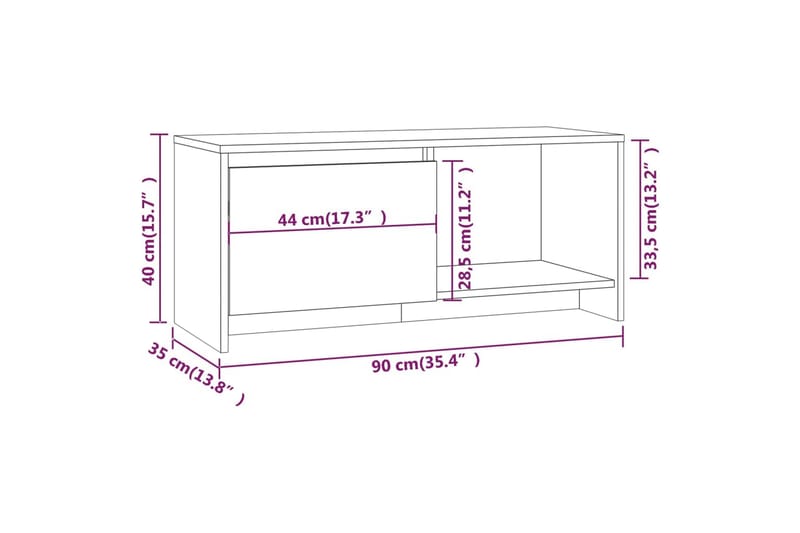 TV-taso betoninharmaa 90x35x40 cm lastulevy - Harmaa - Tv taso & Mediataso