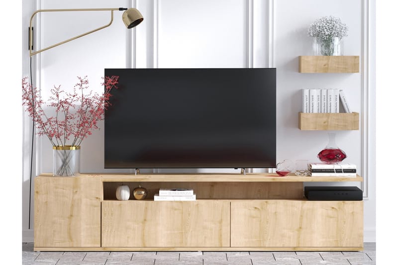 TV-taso Bodeiz 180 cm - Luonnonväri/Valkoinen - Huonekalut - TV- & Mediakalusteet - Tv taso & Mediataso