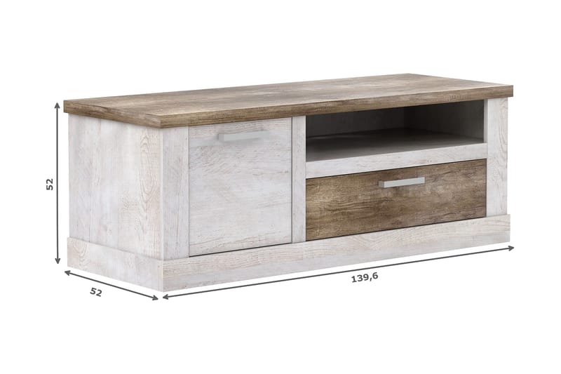 TV-taso Breage 140 cm - Ruskea/Valkoinen - Huonekalut - TV- & Mediakalusteet - Tv taso & Mediataso