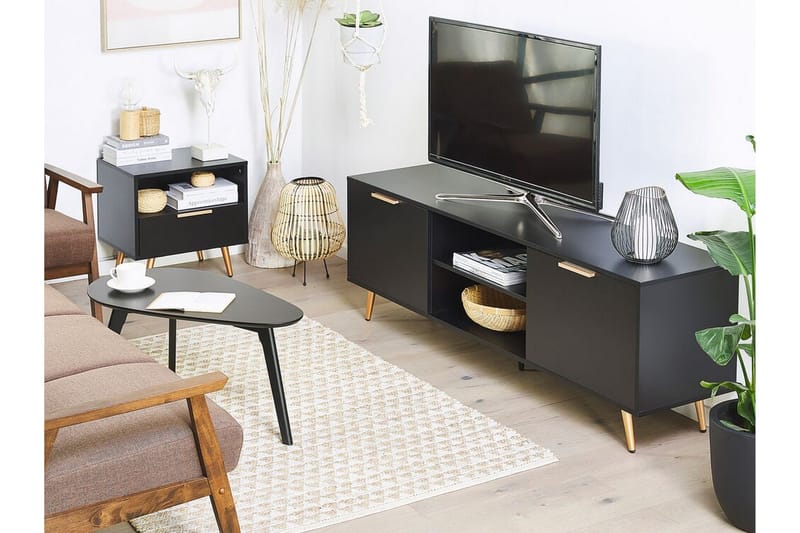 TV-taso Cabazon 166x40 cm - Musta - Huonekalut - TV- & Mediakalusteet - Tv taso & Mediataso