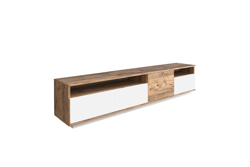 TV-taso Calrin 180 cm 2 hyllyä - Luonnonväri/Valkoinen - Huonekalut - TV- & Mediakalusteet - Tv taso & Mediataso