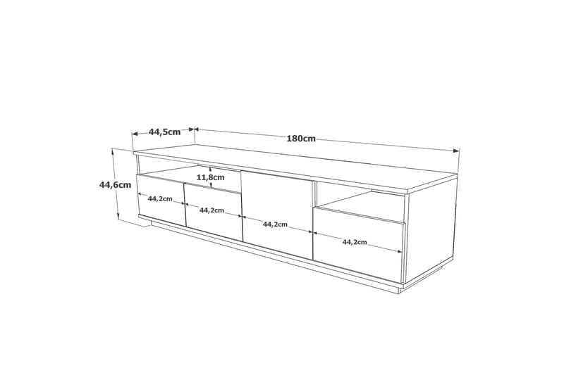 TV-taso Calrin 180 cm 2 hyllyä - Luonnonväri/Valkoinen - Tv taso & Mediataso