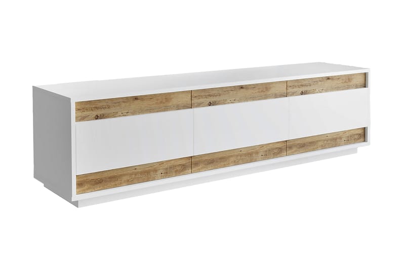 TV-taso Calrin 180 cm 3 kaappia - Valkoinen/Luonnonväri - Huonekalut - TV- & Mediakalusteet - Tv taso & Mediataso