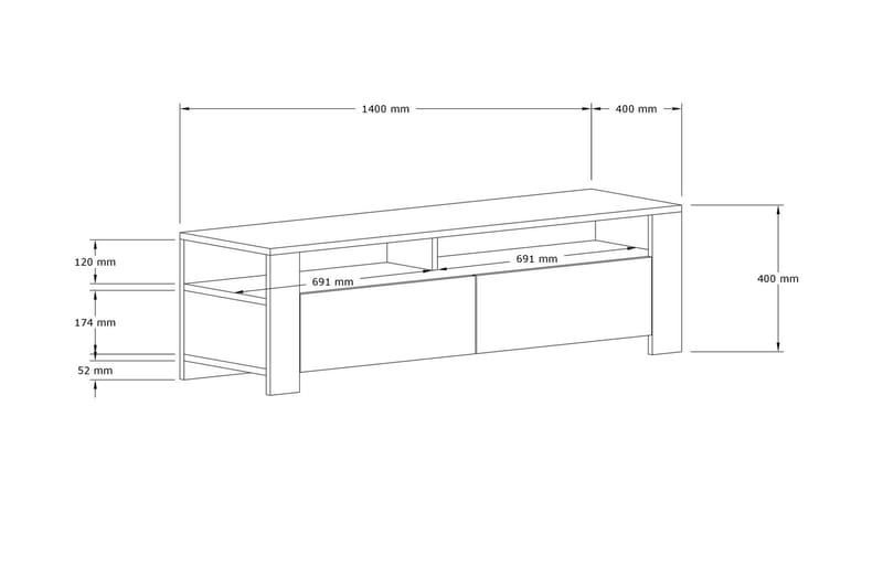 TV-taso Camern 140 cm - Luonnonväri - Huonekalut - TV- & Mediakalusteet - Tv taso & Mediataso