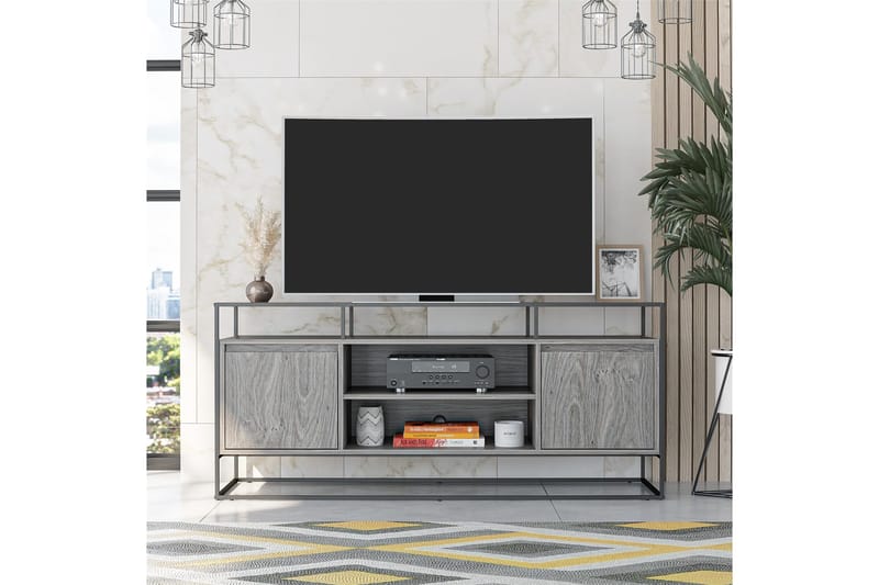TV-taso Camley 136,6x49,8 cm Harmaa - Dorel Home - Huonekalut - TV- & Mediakalusteet - Tv taso & Mediataso