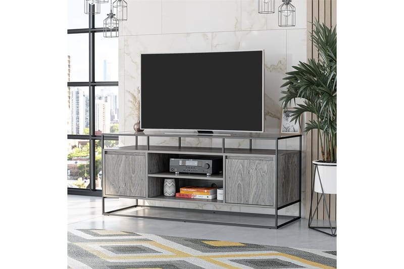 TV-taso Camley 136,6x49,8 cm Harmaa - Dorel Home - Huonekalut - TV- & Mediakalusteet - Tv taso & Mediataso