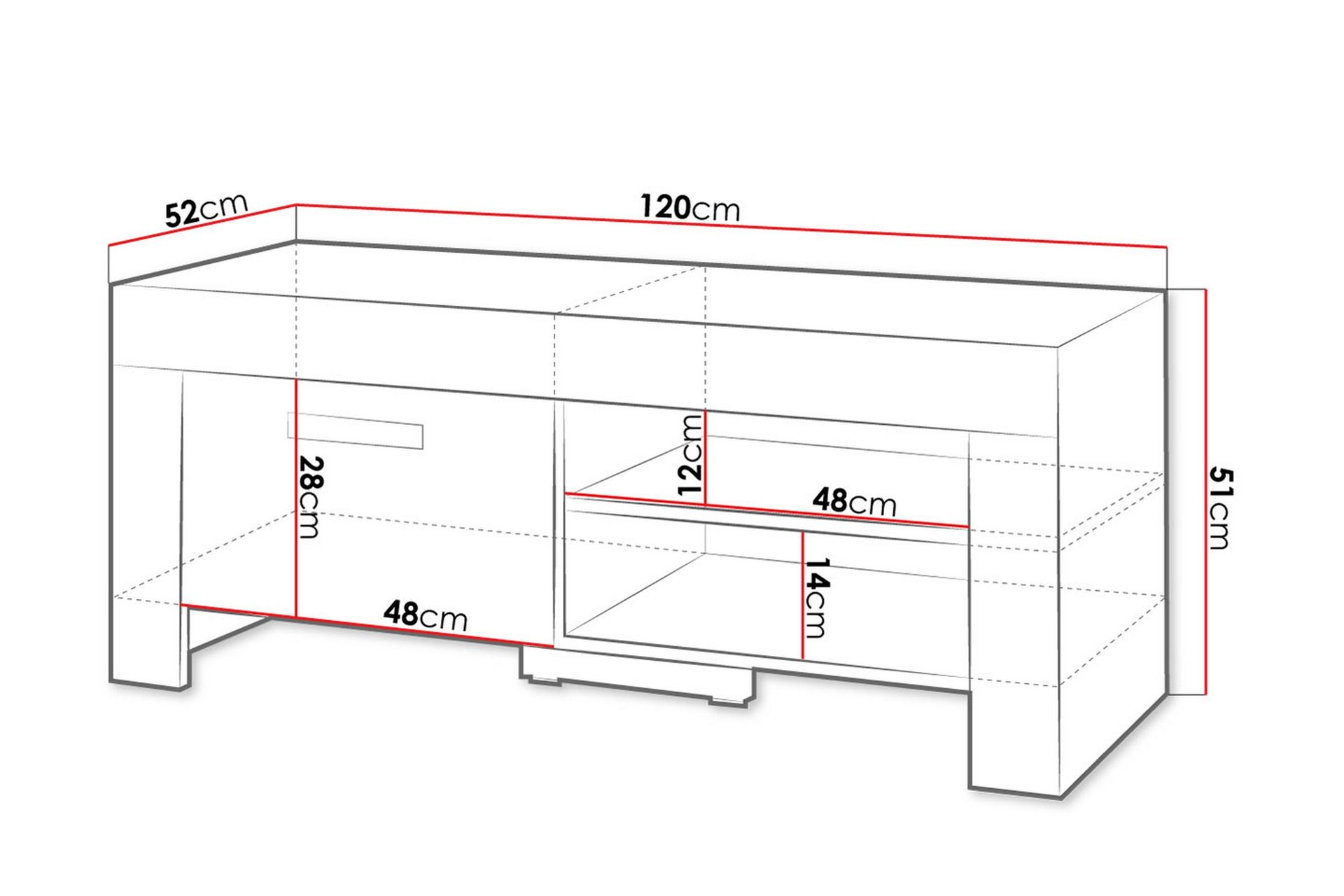 TV-taso Cezar 120x52x51 cm - Beige/Harmaa - Huonekalut - TV- & Mediakalusteet - Tv taso & Mediataso