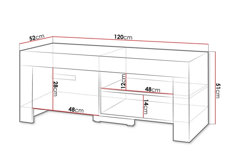 TV-taso Cezar 120x52x51 cm - Beige/Harmaa - Huonekalut - TV- & Mediakalusteet - Tv taso & Mediataso