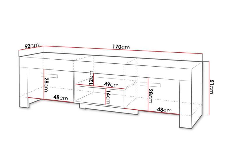 TV-taso Cezar 170x52x51 cm - Beige/Harmaa - Huonekalut - TV- & Mediakalusteet - Tv taso & Mediataso
