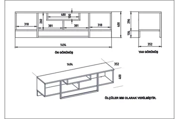 TV-taso Chintala 149 cm - Valkoinen/Musta - Huonekalut - TV- & Mediakalusteet - Tv taso & Mediataso