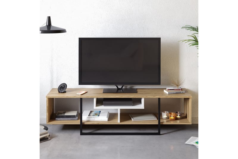 TV-taso Chintala 149 cm - Valkoinen/Musta/Tammi - Huonekalut - TV- & Mediakalusteet - Tv taso & Mediataso