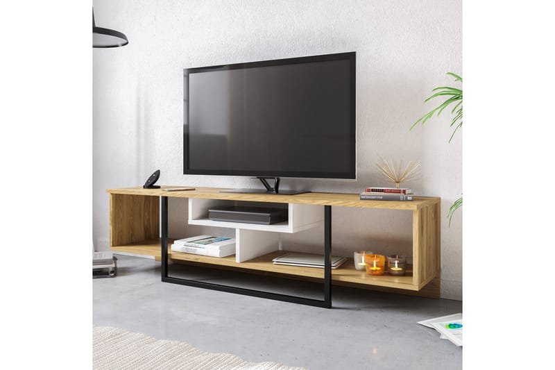 TV-taso Chintala 149 cm - Valkoinen/Musta/Tammi - Huonekalut - TV- & Mediakalusteet - Tv taso & Mediataso