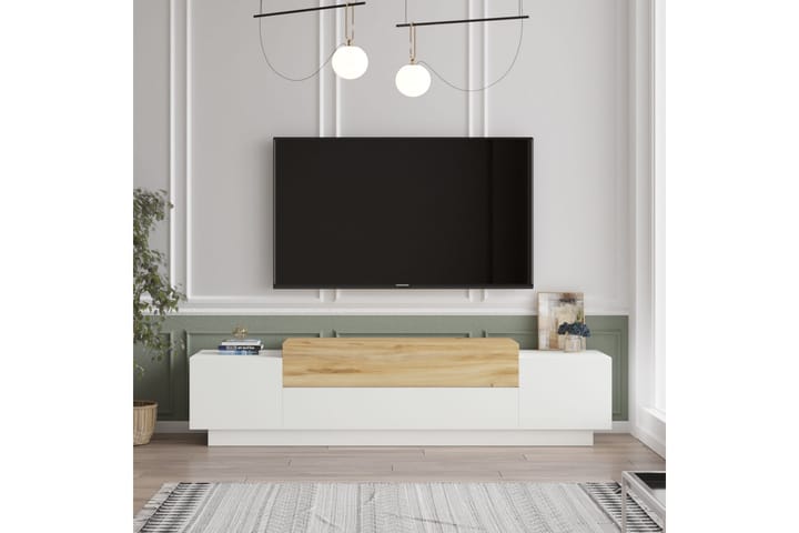 TV-taso Collendorn 160 cm - Luonnonväri/Valkoinen - Tv taso & Mediataso