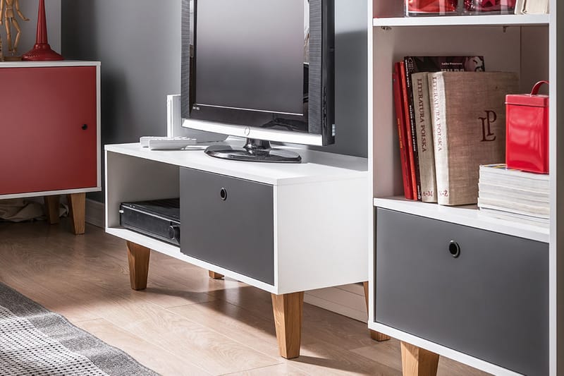 TV-taso Concept Valkoinen/Luonnonväri - VOX - Huonekalut - TV- & Mediakalusteet - Tv taso & Mediataso