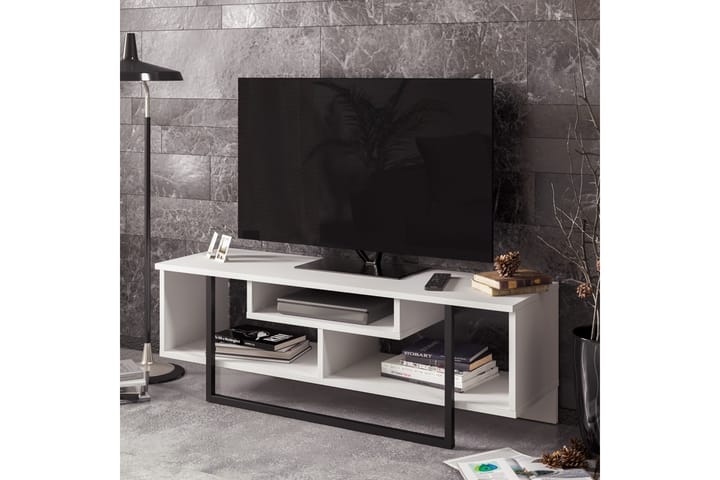 TV-taso Cyrine 119 cm - Valkoinen/Musta - Tv taso & Mediataso
