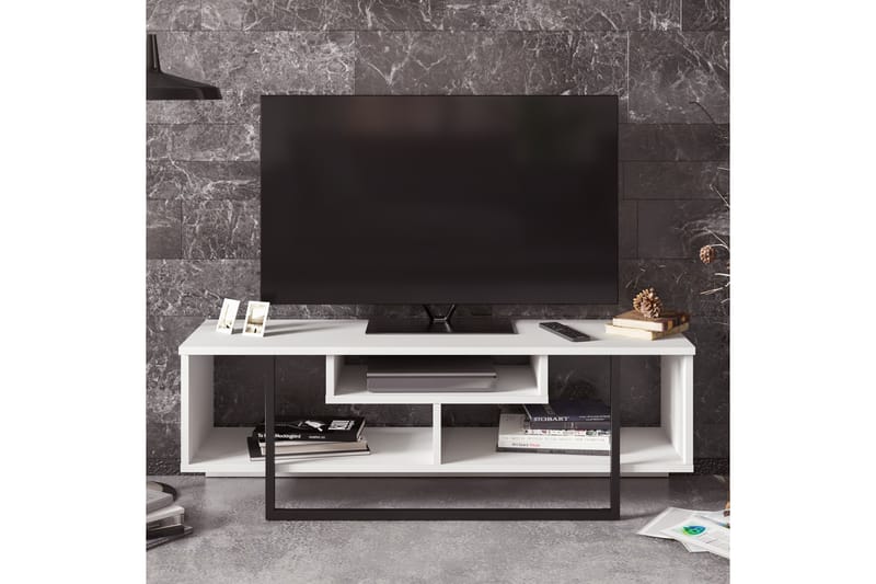 TV-taso Cyrine 119 cm - Valkoinen/Musta - Huonekalut - TV- & Mediakalusteet - Tv taso & Mediataso