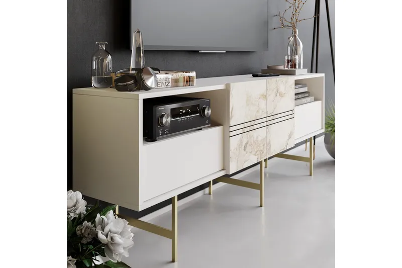 TV-taso Derine 180 cm - Valkoinen - Huonekalut - TV- & Mediakalusteet - Tv taso & Mediataso