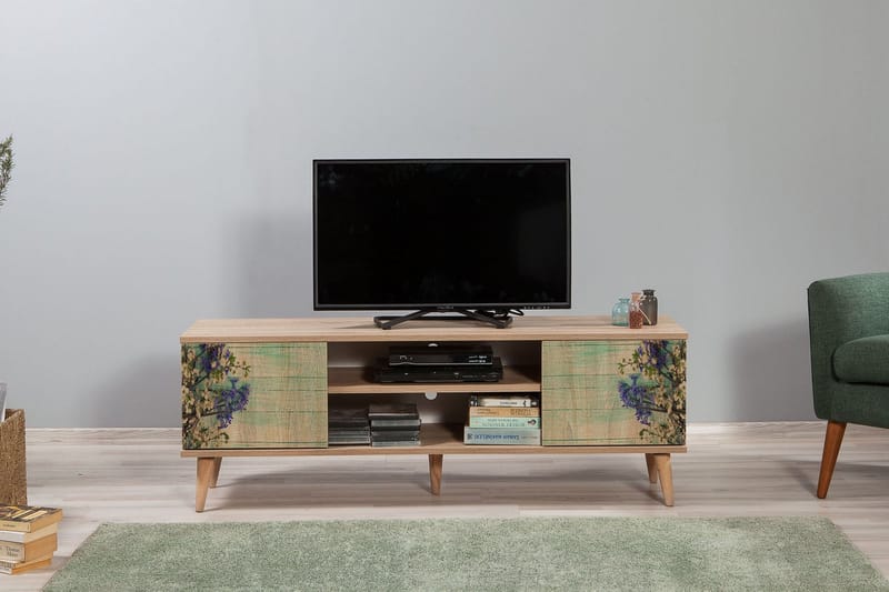 TV-taso Dirk 140 cm Kirsikank 140 cmukka - Ruskea/Vihreä - Huonekalut - TV- & Mediakalusteet - Tv taso & Mediataso